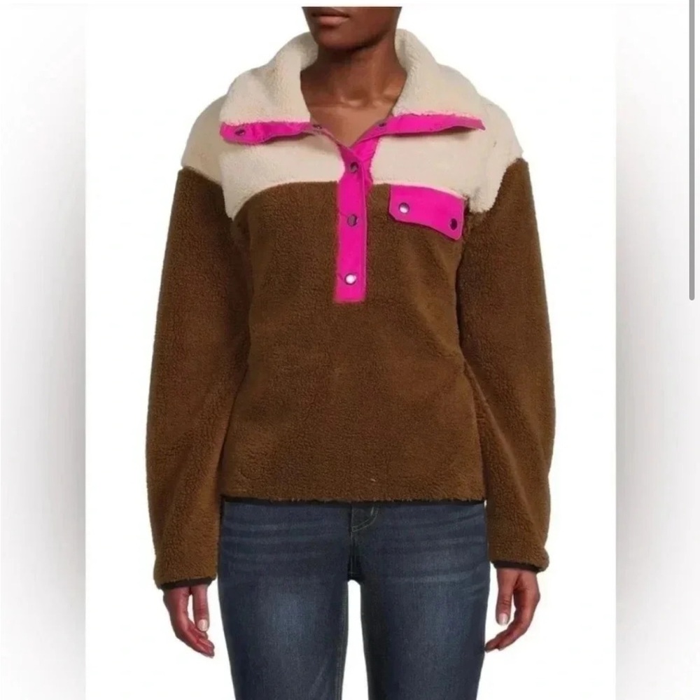 Rebecca Minkoff Brown and Cream Teddy Jacket Cozy Fleece